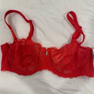 Red Lace Full Coverage Underwire Bra